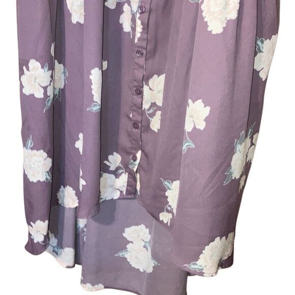 402. Torrid Purple Floral Georgette Babydoll button detail tunic size 2 (2x) - Picture 5 of 12